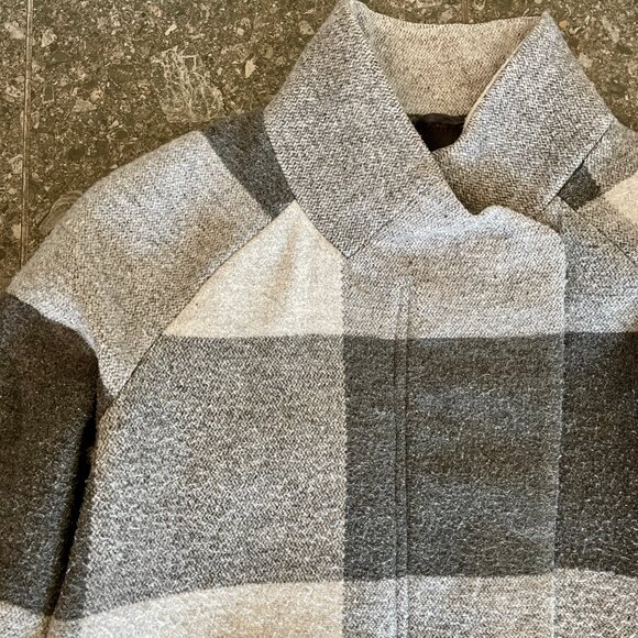 Marine Layer Grey Buffalo Check Plaid Coat Size Small - Picture 3 of 6